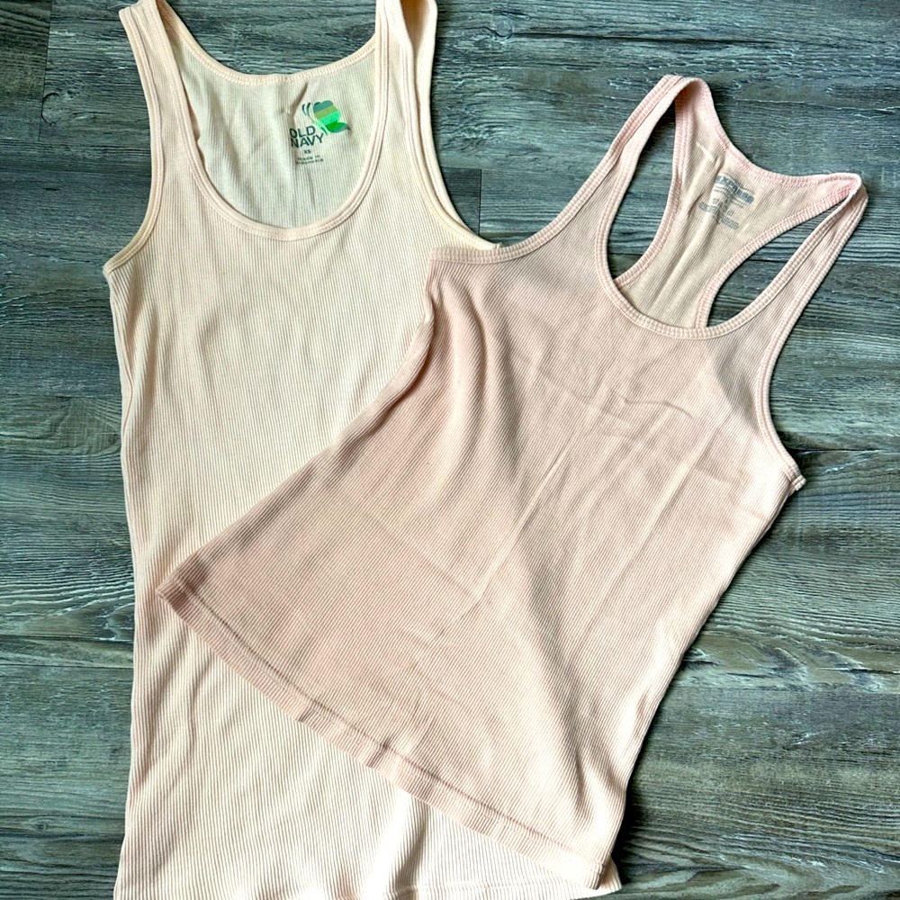 Express Cream Ribbed Fitted Sleeveless Tank Top